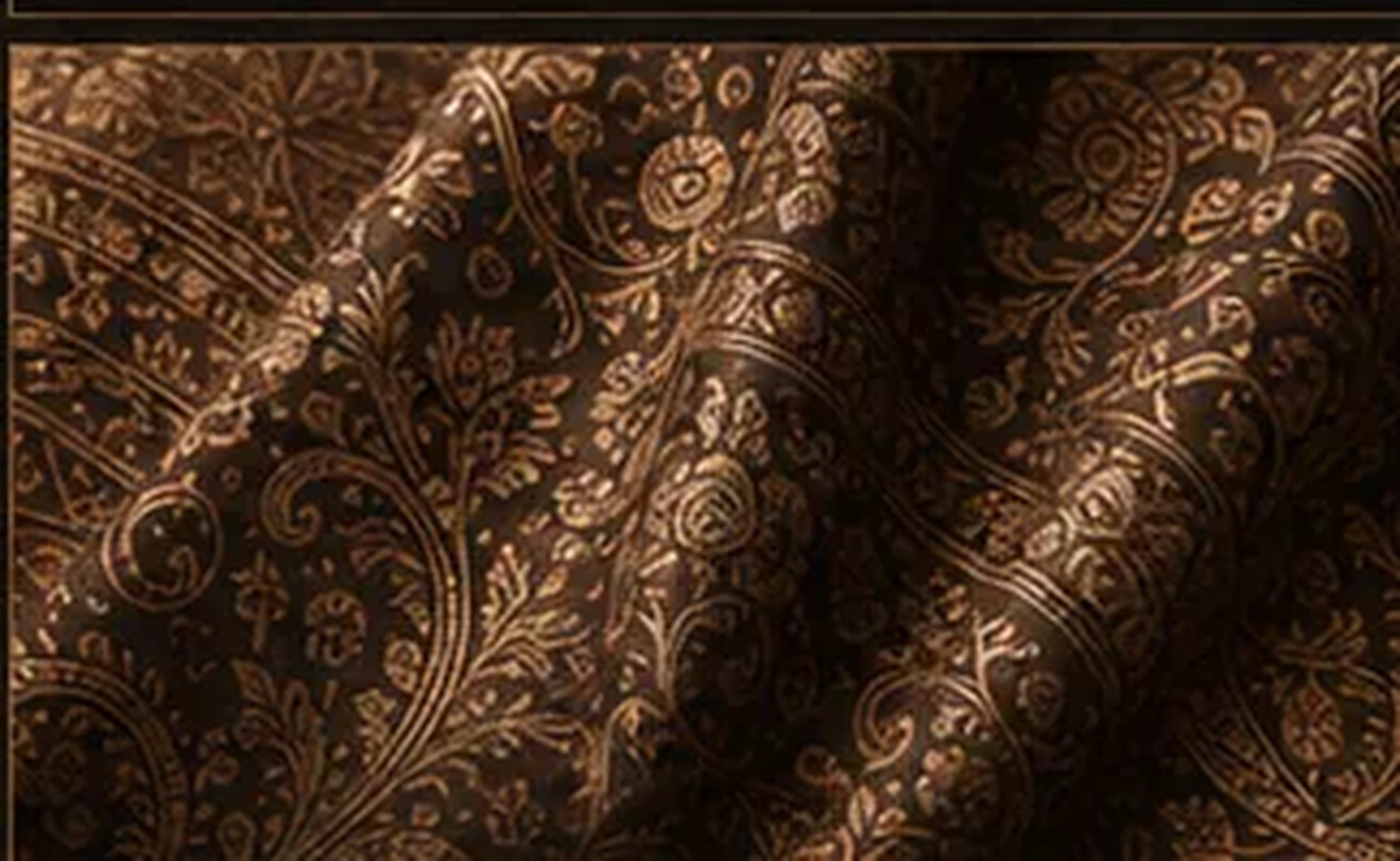 Interwoven brown and copper textile with an ornate pattern